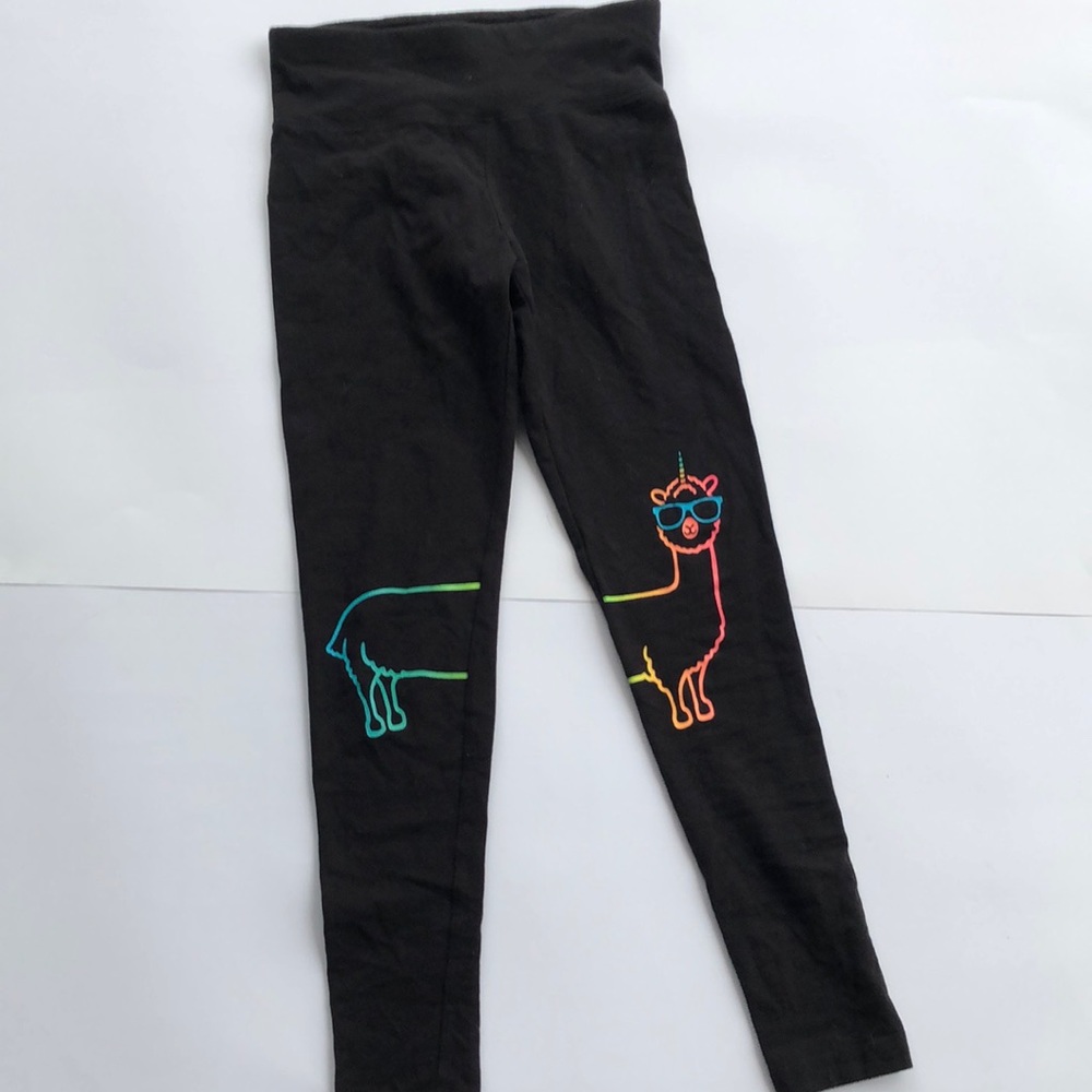 Girls black leggings with llama designed by Justice size 10/12